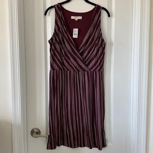 NWT LOFT Purple/White Print Deep V-Neck Sundress Size Small